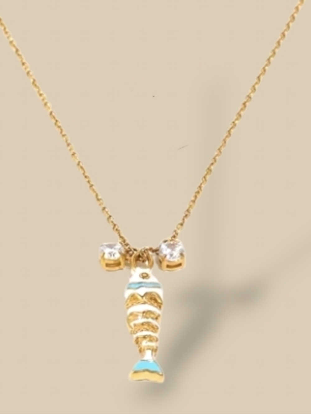 New! Articulated 3D Fish Pendant Necklace - 18K Gold Plated - NWOT
